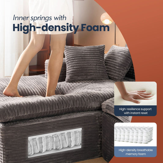 OVIOS 105" Modular L-Shape Sectional Sofa with Chaise, Deep Seat Cloud Couch